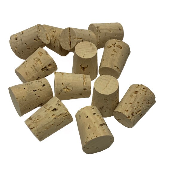Bag of 80 natural tapered cork stoppers, regular length rl8